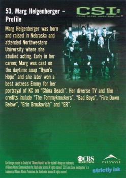 2003 Strictly Ink CSI Series 1 #53 Marg Helgenberger - Profile Back
