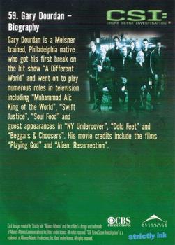 2003 Strictly Ink CSI Series 1 #59 Gary Dourdan - Biography Back