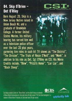 2003 Strictly Ink CSI Series 1 #84 Skip O'Brien Back