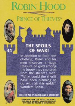 1991 Topps Robin Hood: Prince of Thieves (55) #34 The Spoils of War! Back