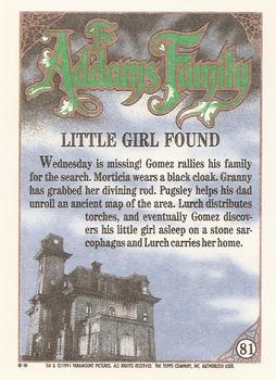 1991 Topps The Addams Family #81 Little Girl Found Back