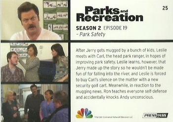 2013 Press Pass Parks and Recreation #25 Park Safety Back