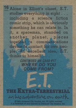 1982 Topps E.T. The Extraterrestrial #16 Reading a Comic Strip! Back