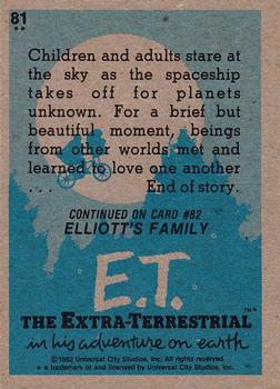 1982 Topps E.T. The Extraterrestrial #81 Return To Outer Space Back