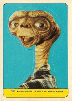 1982 Topps E.T. The Extraterrestrial - Stickers #10 E.T. (Blue background) Front