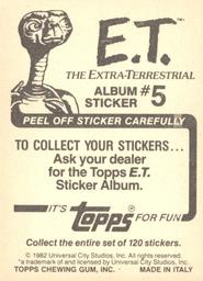 1982 Topps E.T. The Extraterrestrial Album Stickers #5 E.T. in plaid shirt (upper left) Back