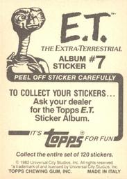 1982 Topps E.T. The Extraterrestrial Album Stickers #7 E.T. in plaid shirt (lower left) Back