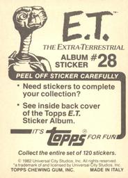 1982 Topps E.T. The Extraterrestrial Album Stickers #28 Scaffold through trees Back