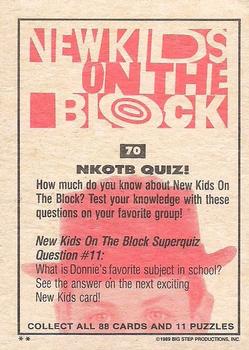 1989 Topps New Kids on the Block #70 NKOTB Quiz! Question #11 Back
