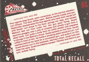 1990 Pacific Total Recall #64 Melina to the Rescue Back