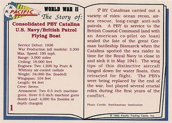 1992 Pacific The Story of World War II #1 PBY Catalina Back