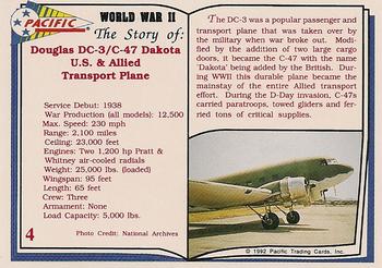 1992 Pacific The Story of World War II #4 C-47 Dakota Back