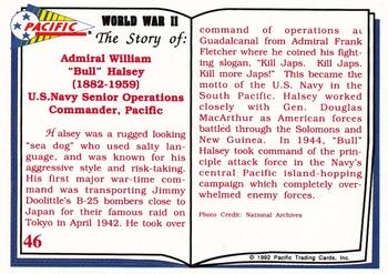 1992 Pacific The Story of World War II #46 Admiral William Halsey Back