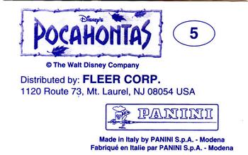 1995 Panini Pocahontas Stickers #5 Pocahontas Sticker Back