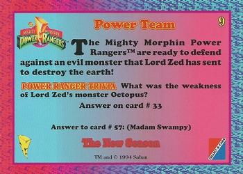 1995 Collect-A-Card Power Rangers The New Season Hobby #9 Power Team Back