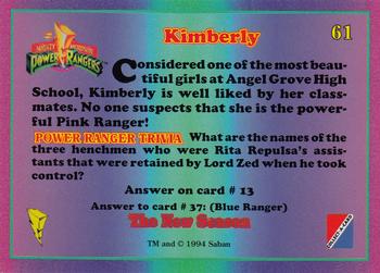 1995 Collect-A-Card Power Rangers The New Season Retail #61 Kimberly Back