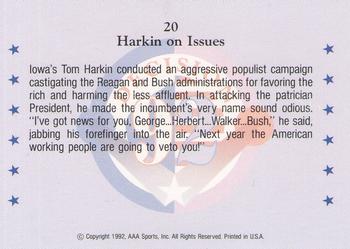 1992 Wild Card Decision '92 #20 Tom Harkin Back