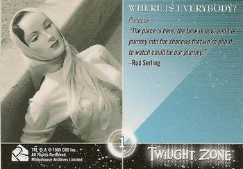 1999 Rittenhouse Twilight Zone Series 1 #1 Prologue - Where is Everybody? Back
