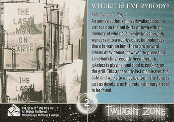 1999 Rittenhouse Twilight Zone Series 1 #2 Plot Synopsis, Part 1 - Where is Everybody? Back