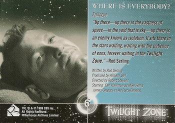 1999 Rittenhouse Twilight Zone Series 1 #6 Epilogue - Where is Everybody? Back