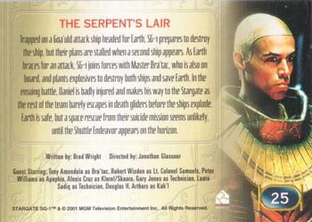 2001 Rittenhouse Stargate SG-1 Premiere Edition #25 Serpent's Lair Back