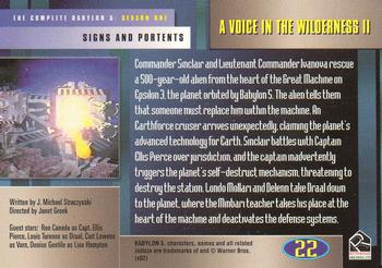 2002 Rittenhouse The Complete Babylon 5 #22 A Voice in the Wilderness II Back
