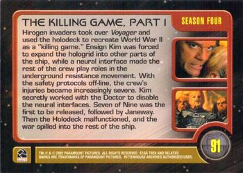 2002 Rittenhouse The Complete Star Trek: Voyager #91 The Killing Game, Part 1 Back