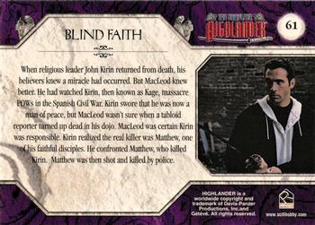 2003 Rittenhouse The Complete Highlander (TV) #61 Blind Faith Back