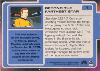 2003 Rittenhouse Star Trek: The Complete Star Trek: Animated Adventures  #1 Stardate 5221.3. On a star-charting mission be Back