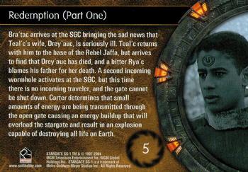 2004 Rittenhouse Stargate SG-1 Season 6 #5 Bra'tac arrives at the SGC bringing the sad ne Back