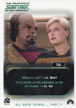 2005 Rittenhouse The Quotable Star Trek: The Next Generation #70 Unnatural Selection Back