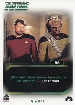 2005 Rittenhouse The Quotable Star Trek: The Next Generation #86 The Game Back