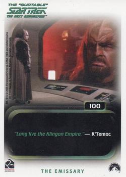 2005 Rittenhouse The Quotable Star Trek: The Next Generation #100 The Icarus Factor Back