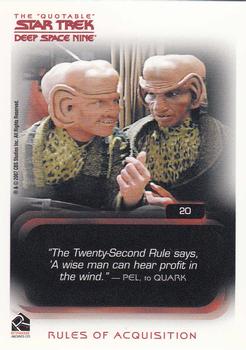 2007 Rittenhouse The Quotable Star Trek Deep Space Nine #20 Rules of Acquisition Back