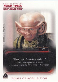 2007 Rittenhouse The Quotable Star Trek Deep Space Nine #22 Rules of Acquisition Back