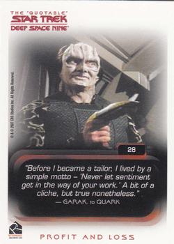 2007 Rittenhouse The Quotable Star Trek Deep Space Nine #28 Playing God / Profit and Loss Back