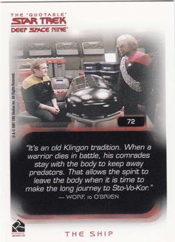 2007 Rittenhouse The Quotable Star Trek Deep Space Nine #72 Body Parts / The Ship Back