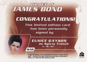 2003 Rittenhouse The Women of James Bond in Motion - Autographs #WA8 Eunice Gayson Back