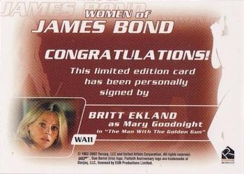2003 Rittenhouse The Women of James Bond in Motion - Autographs #WA11 Britt Ekland Back