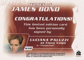 2003 Rittenhouse The Women of James Bond in Motion - Autographs #WA12 Luciana Paluzzi Back