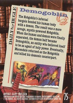 1995 Fleer Ultra Spider-Man - Gold Foil Signature Series #75 Demogoblin Back