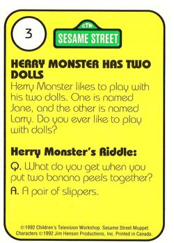 1992 Idolmaker Sesame Street #3 Herry Monster 2 Dolls Back