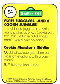 1992 Idolmaker Sesame Street #54 Cookie, you should be twirling a plate Back