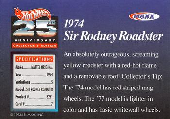1993 Maxx Hot Wheels 25th Anniversary #7 1974 Sir Rodney Roadster Back