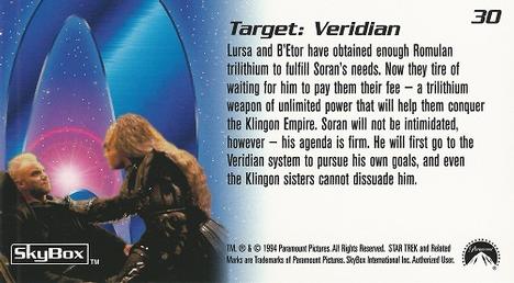 1994 SkyBox Star Trek Generations Cinema Collection #30 Target: Veridian Back
