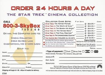 1996 SkyBox Star Trek: The Next Generation Season 5 - Cinema Collection Offer #NNO E596 Cinema Collection Order Form Back
