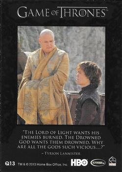 2013 Rittenhouse Game of Thrones Season 2 - Quotable Game of Thrones #Q13 Tyrion Lannister Back