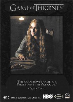 2013 Rittenhouse Game of Thrones Season 2 - Quotable Game of Thrones #Q16 Tyrion Lannister / Queen Cersei Back