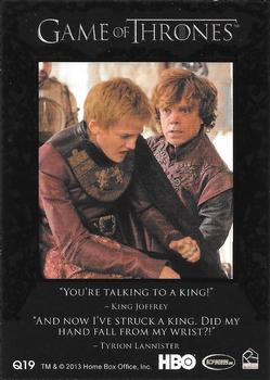 2013 Rittenhouse Game of Thrones Season 2 - Quotable Game of Thrones #Q19 Tyrion Lannister / King Joffrey Back