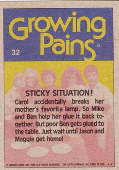 1988 Topps Growing Pains #32 Sticky Situation! Back